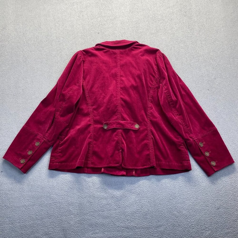 Lane Bryant Blazer Women Size 22 Red Suit Jacket 3‎ Buttons Velvet Corduroy - Picture 9 of 11